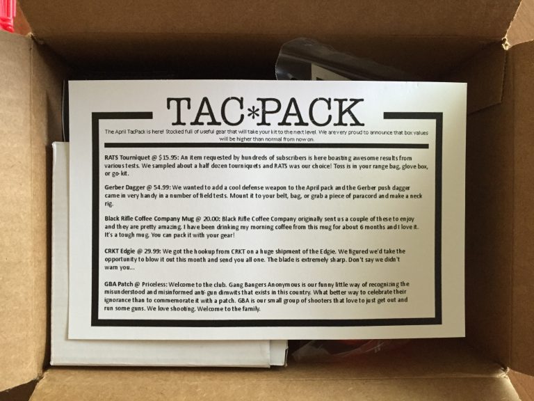 Review TacPack April Box Jerking the Trigger