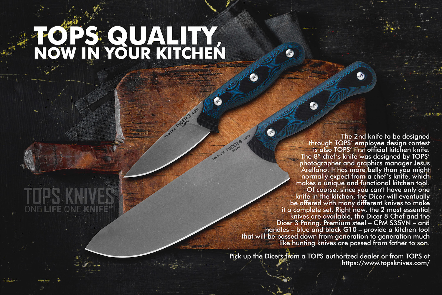 TOPS Knives Launches Dicer Kitchen Knives Dicer 3 and 8 Jerking the