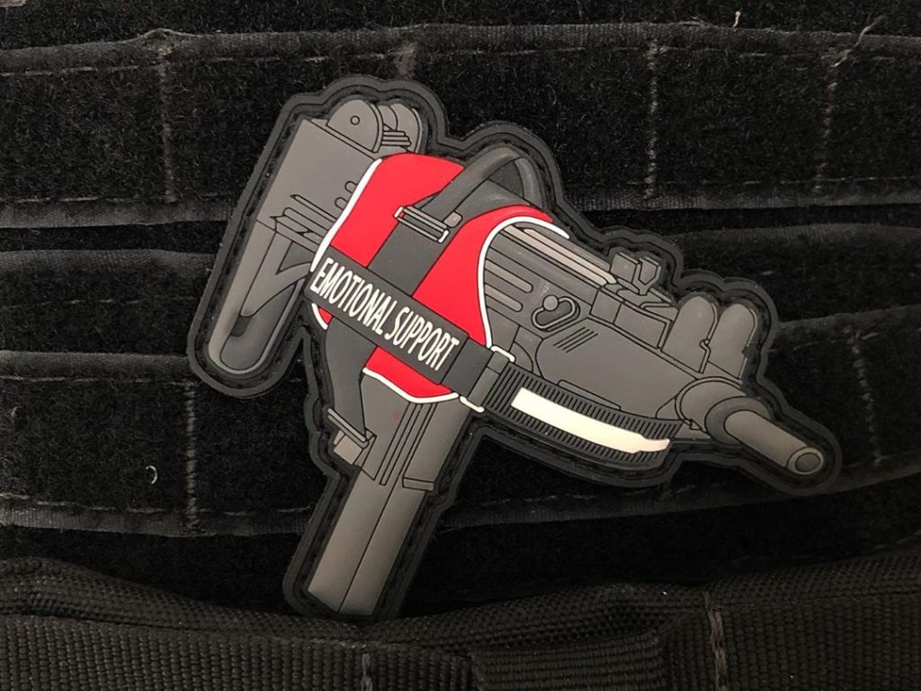 Emotional Support Uzi Morale Patch From Stickthison Com Jerking